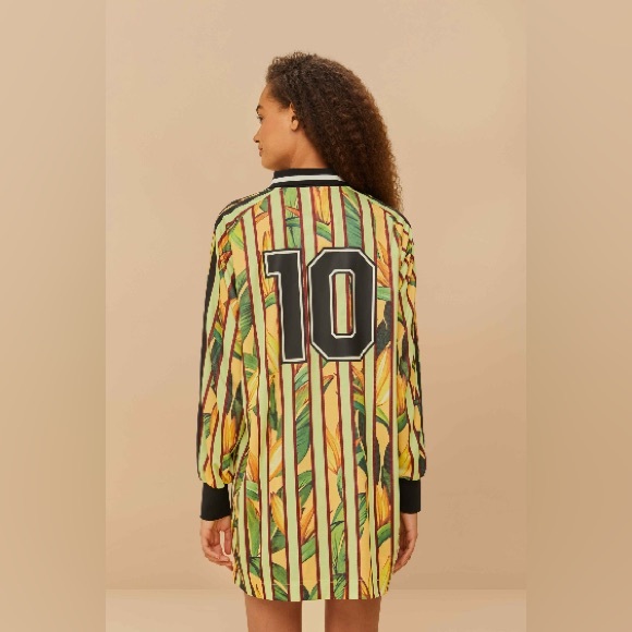 NWT Farm rio X adidas stripes of paradise semi spark dress Oversize Green - Picture 6 of 12